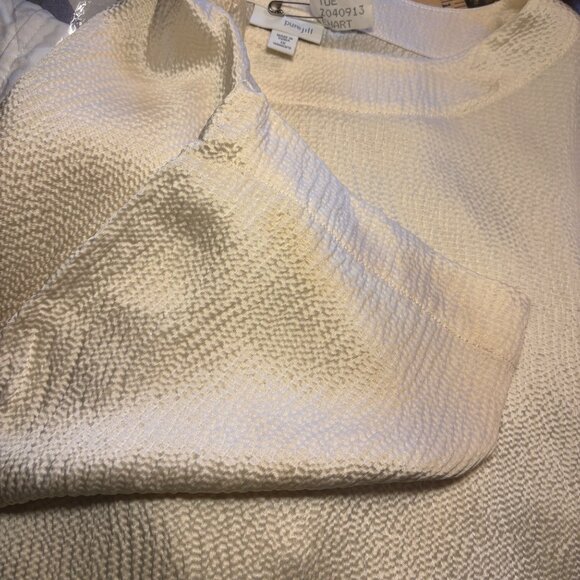 100% Silk Pure Jill Womens XX Large Ivory Textured Boxy Top Quiet Elegance - Picture 11 of 12